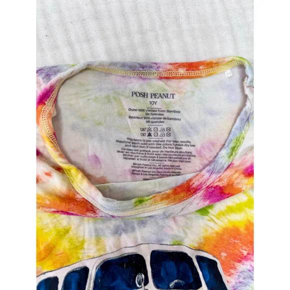 Kids Posh Peanut Bamboo Tie-Dye Short Sleeve Tee 10 Multi-Color Blue PLAY - Picture 3 of 8